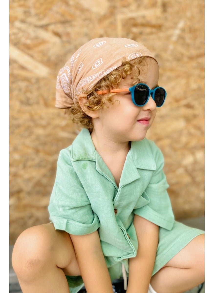 2-5 Years Old Turquoise-Orange Polarized Kids Sunglasses