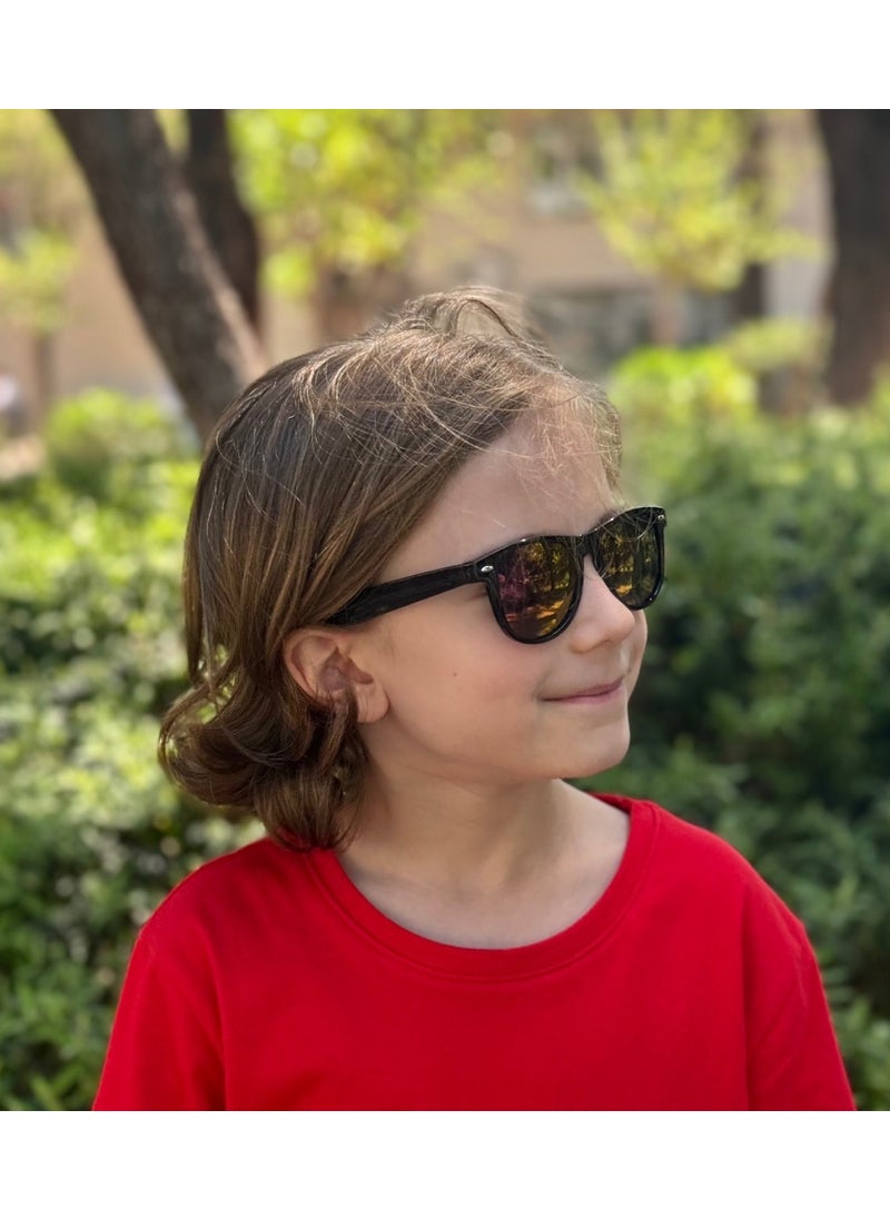 Wayfarer Black/purple Mirror Kids Glasses