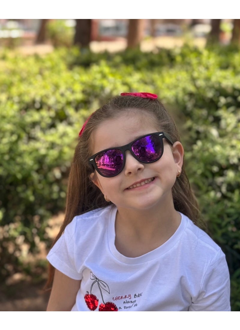 Wayfarer Black/purple Mirror Kids Glasses