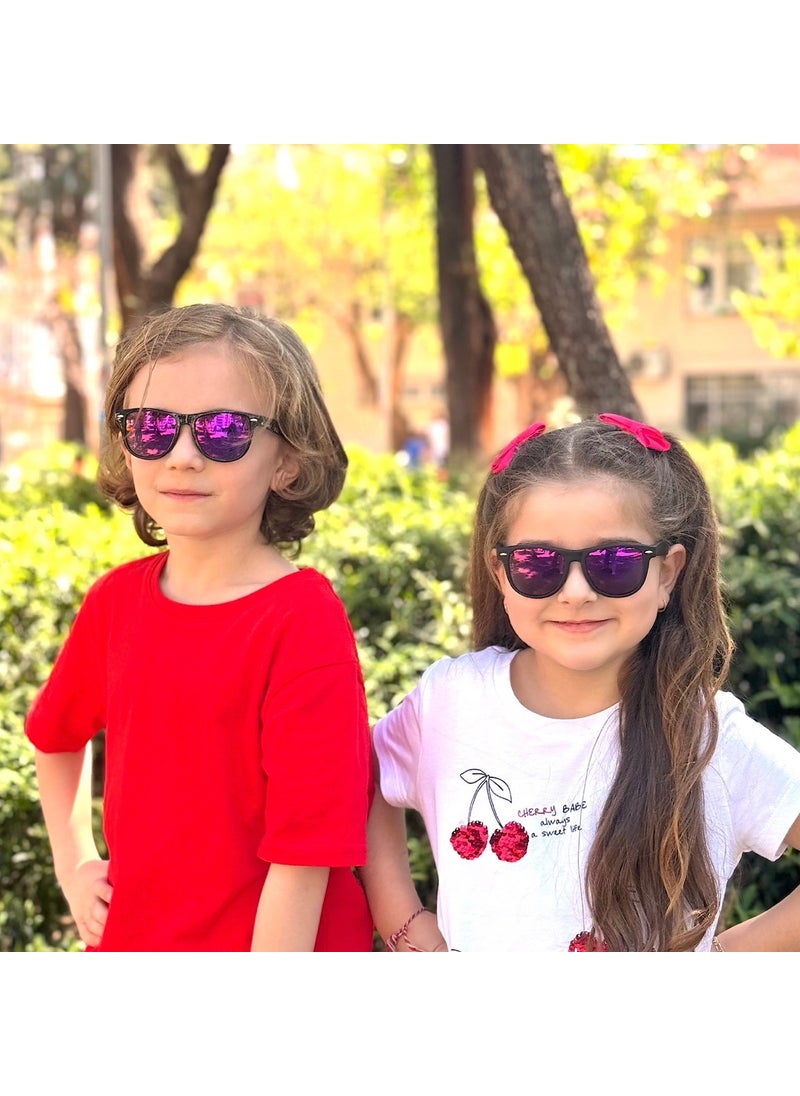 Wayfarer Black/purple Mirror Kids Glasses