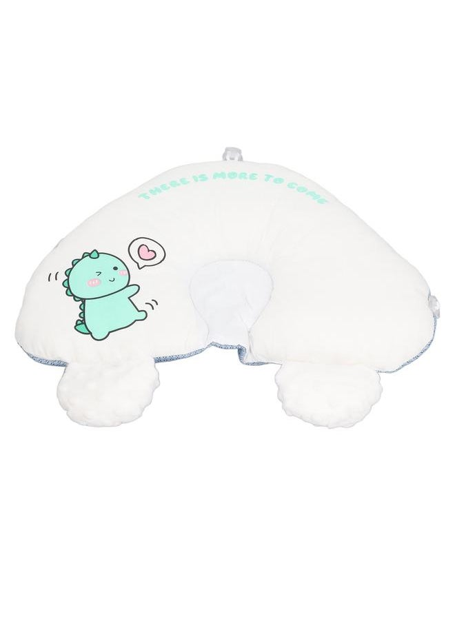 Baby Head Pillow Prevents Flat Head Soft Breathable AB Double Sided Drawstring Ιnfant Sleep Pillow for Home Travel Car Blue Dinosaur
