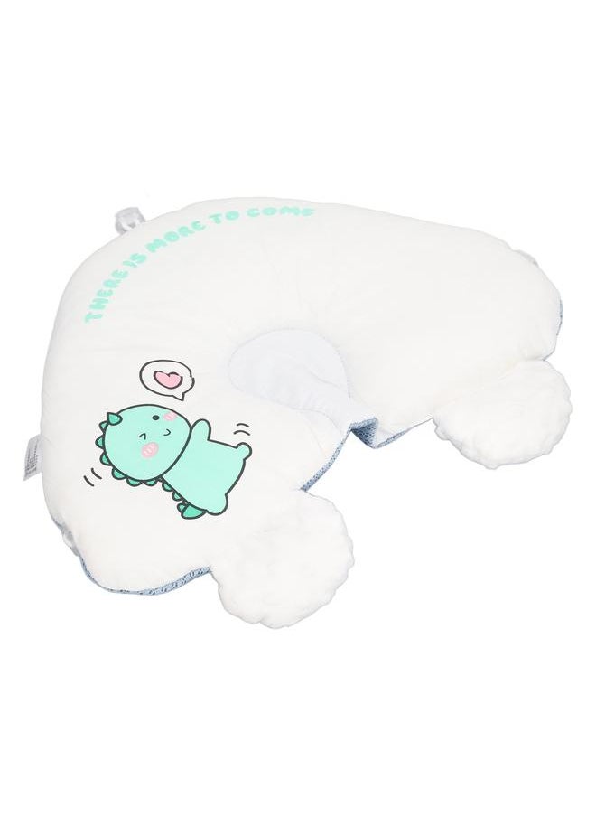 Baby Head Pillow Prevents Flat Head Soft Breathable AB Double Sided Drawstring Ιnfant Sleep Pillow for Home Travel Car Blue Dinosaur