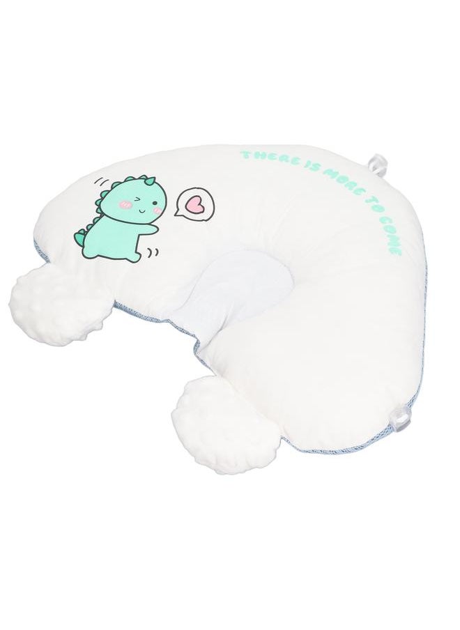 Baby Head Pillow Prevents Flat Head Soft Breathable AB Double Sided Drawstring Ιnfant Sleep Pillow for Home Travel Car Blue Dinosaur