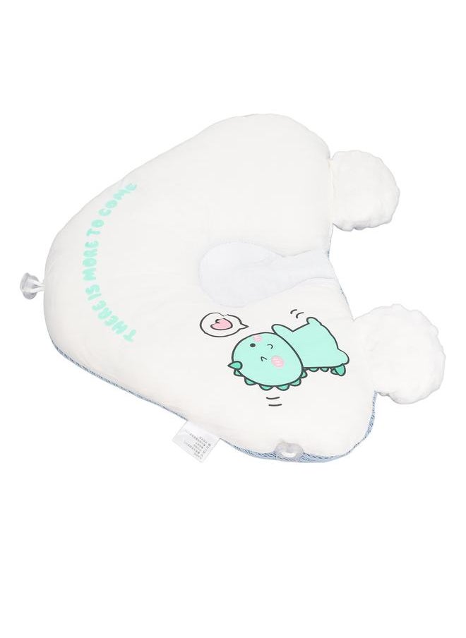 Baby Head Pillow Prevents Flat Head Soft Breathable AB Double Sided Drawstring Ιnfant Sleep Pillow for Home Travel Car Blue Dinosaur