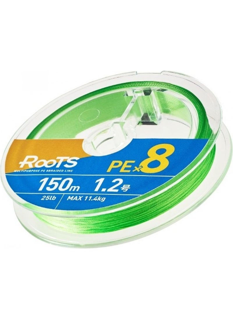 Roots 8x 150 mt Light Green Pe 0.8-0.153 mm Fishing Line