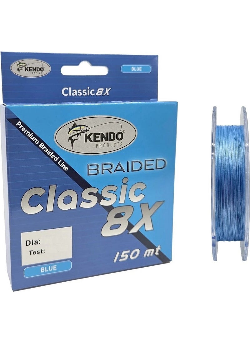 Classic 8x 150M 0,08MM Blue Braided Rope Fishing Line