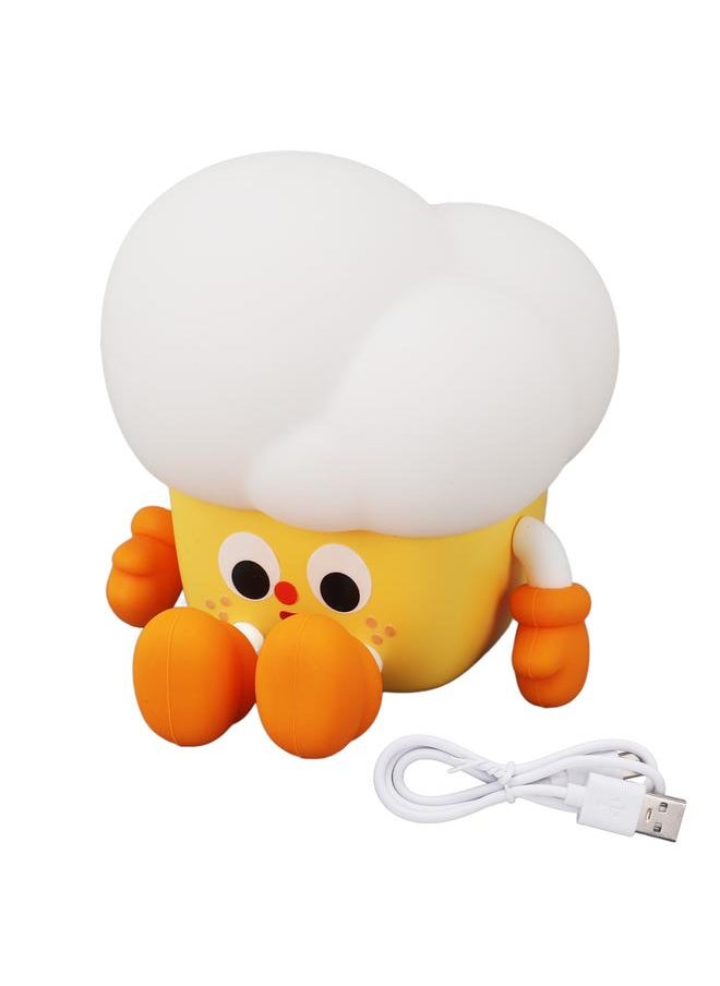 Cute Popcorn Night Light Silicone Nursery Night Light 3 Levels Brightness 500mAh Battery USB Rechargeable Cordsless Ideal Birthday Gift