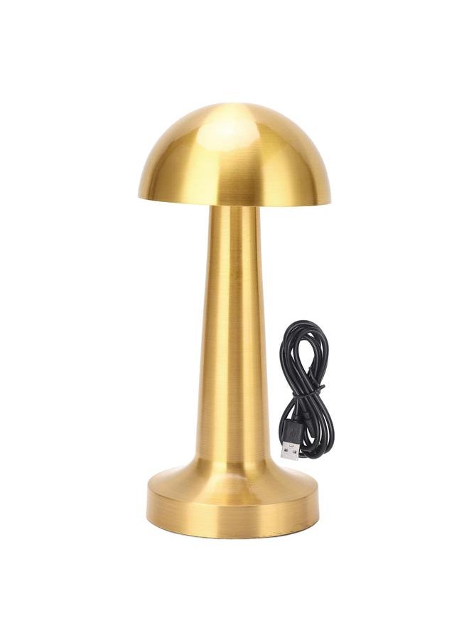 Cordless Mushroom Table Lamp USB Rechargeable 3 Colors Adjustable Dimmable Metal Cute Bedside Lamp for Kids Nursing Nursery Gold