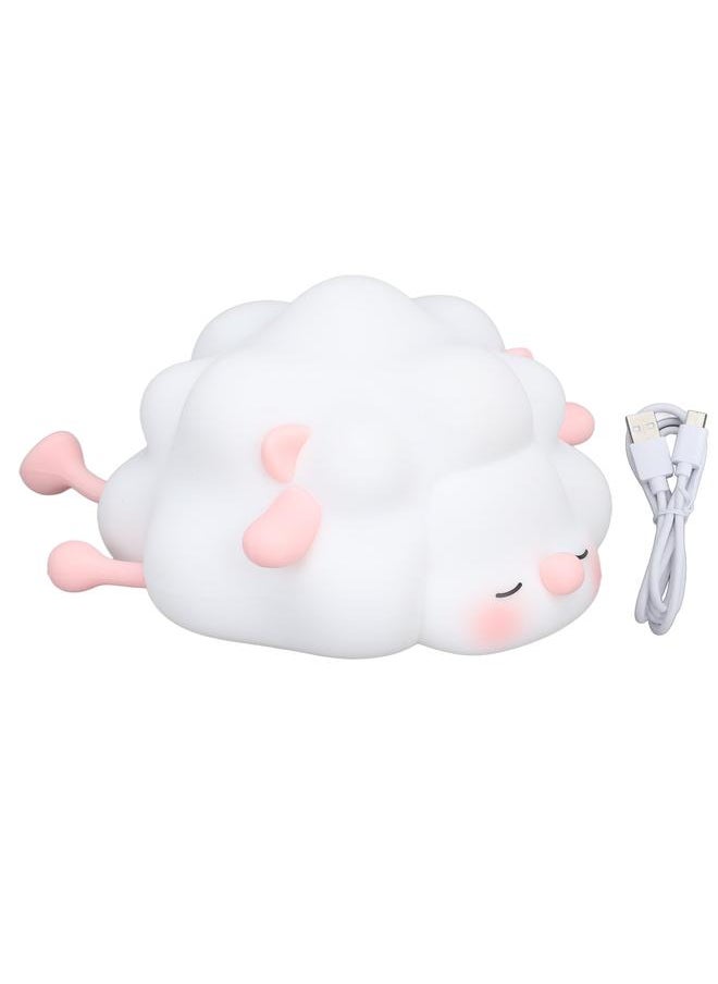 Cute Little Sheep Night Light Multifunctional Adjustable Brightness Tap Control USB Rechargeable LED Night Light Pink