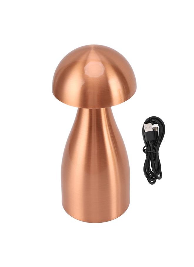 Metal Mushroom Table Lamp Dimmable Mushroom Decor Night Light Cordless Rechargeable Bedside Lamp for Children Nursing Bar Rose Gold