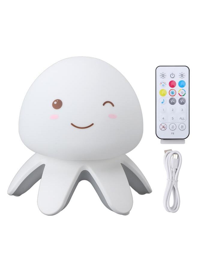 Night Light Jellyfish Shape Cute Remote Control RGB Silicone Tap Lamp with Music Player for Decoration