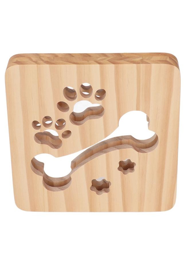 3D Night Lamp Bone Paw Print Pattern Hollow Design Wooden Lamp Novelty Decorative LED Night Light for Kids Bedroom