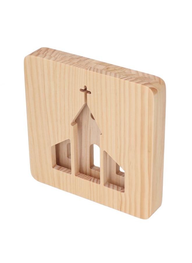 LED Night Light Christian Church Pattern Hollow Out 3D Wooden Lamp USB Interface Pine Wooden Night Light for Bedroom Home
