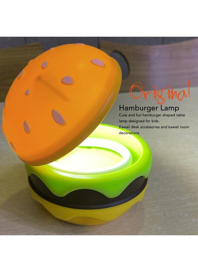 Cute Desk Lamp for Kids Rechargeable Hamburger Small Desk Lamps with Adjustable Neck Dimmable Touch Switch Nursery Night Lights