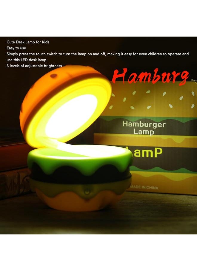 Cute Desk Lamp for Kids Rechargeable Hamburger Small Desk Lamps with Adjustable Neck Dimmable Touch Switch Nursery Night Lights
