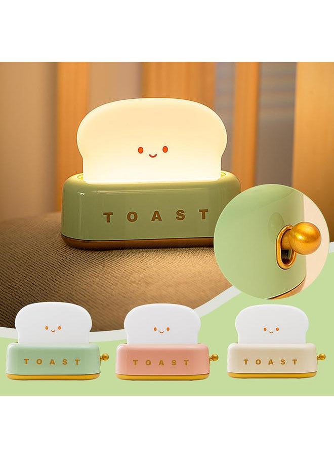 Cute Toast Night Light USB Rechargeable LED Bread Toast Night Lamp with Timer Portable Bedside Lamp Birthday Gifts for Teenagers Children