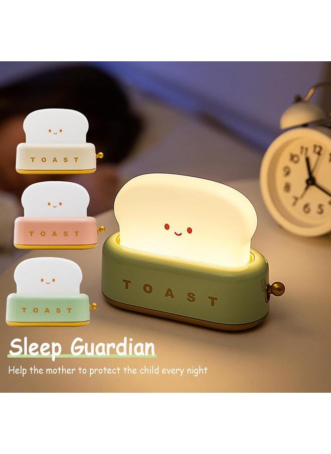 Cute Toast Night Light USB Rechargeable LED Bread Toast Night Lamp with Timer Portable Bedside Lamp Birthday Gifts for Teenagers Children