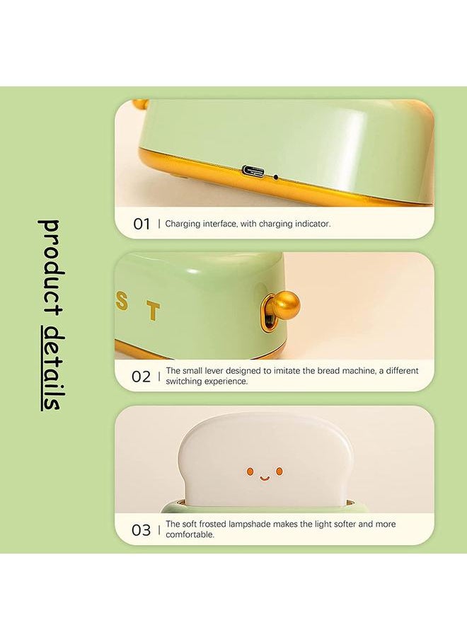 Cute Toast Night Light USB Rechargeable LED Bread Toast Night Lamp with Timer Portable Bedside Lamp Birthday Gifts for Teenagers Children