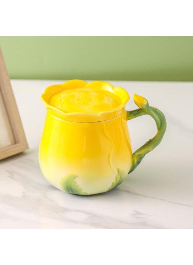 Jin Fulan New Underglaze Enamel Color Ceramic Large Capacity Coffee Cup With Lid High Color Value Exquisite Luxury Mug