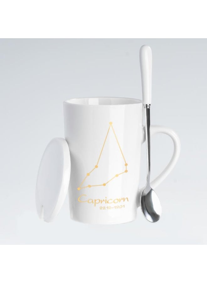 Creative Zodiac Ceramic Mug with LidCapricorn (white) Capricorn (white)
