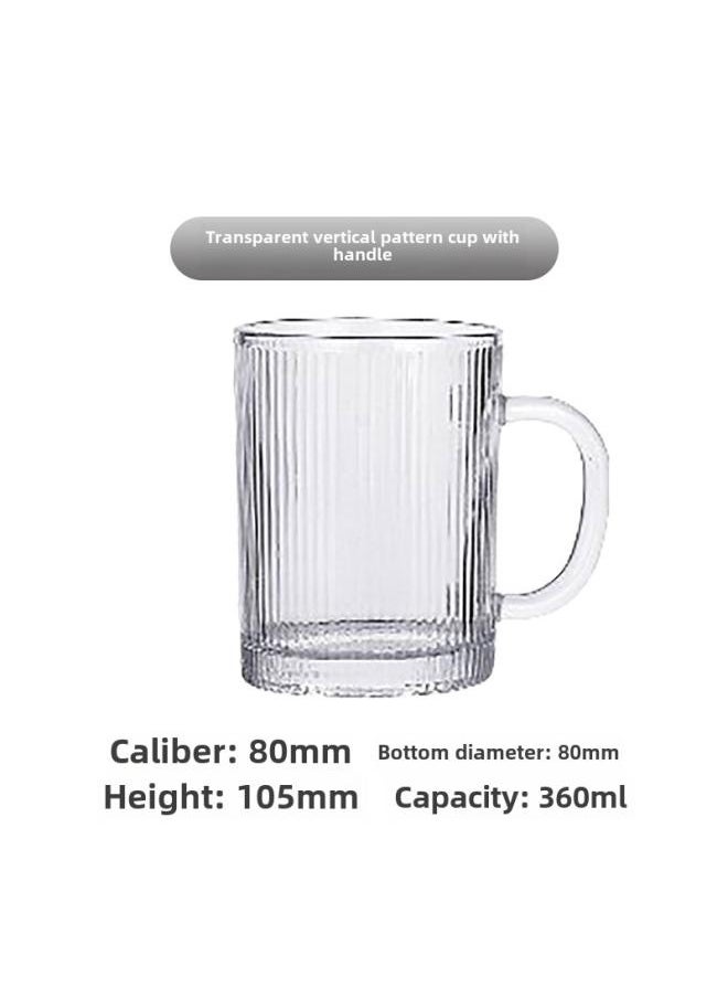American Style Glass Drinking Cup With Handle Tea Cup Living Room Household Vertical Grain Cup Simple High Temperature Resistance Striped Cup