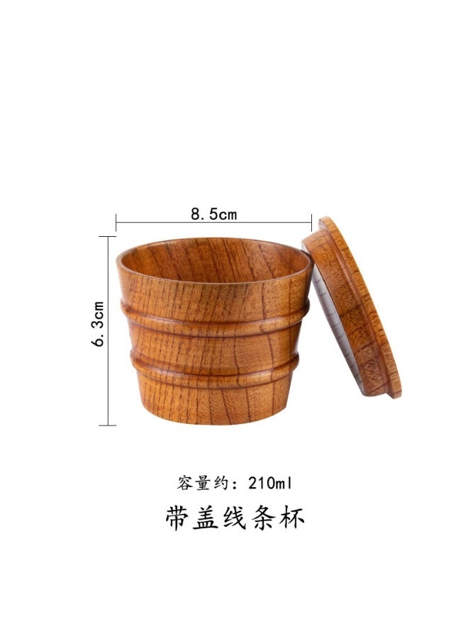Creativity Wooden Coffee Mug with Handle Line Cup with lid