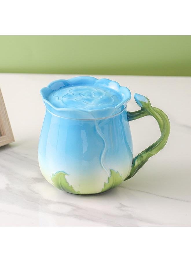 Jin Fulan New Underglaze Enamel Color Ceramic Large Capacity Coffee Cup With Lid High Color Value Exquisite Luxury Mug