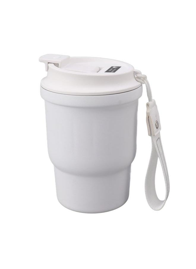 Metal Coffee Mug 450ml White Food Grade Silicone Double Layer Anti Slip Stainless Steel Mug for Camping Travel Car