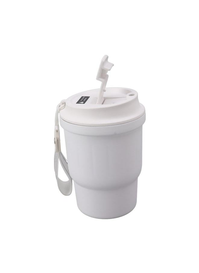 Metal Coffee Mug 450ml White Food Grade Silicone Double Layer Anti Slip Stainless Steel Mug for Camping Travel Car