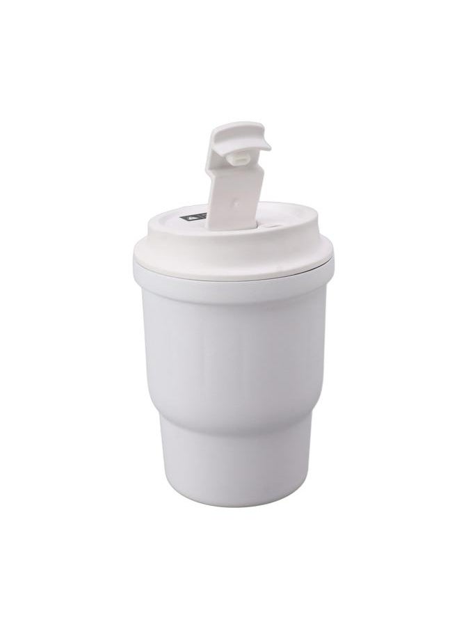 Metal Coffee Mug 450ml White Food Grade Silicone Double Layer Anti Slip Stainless Steel Mug for Camping Travel Car
