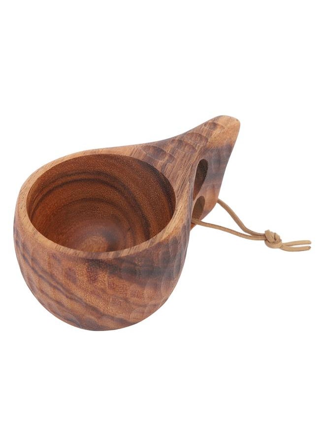 220ml Wooden Camping Cup Heat Insulation Finely Polished Coffee Mug with Handle for Outdoor Hiking Double Hole Tortoise Shell