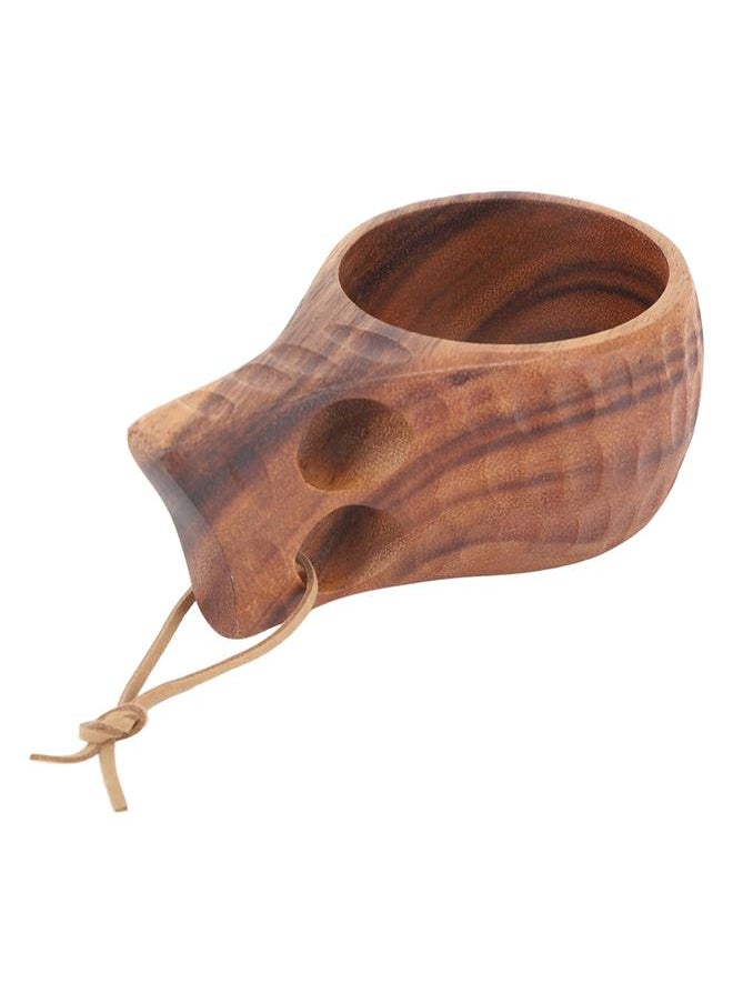 220ml Wooden Camping Cup Heat Insulation Finely Polished Coffee Mug with Handle for Outdoor Hiking Double Hole Tortoise Shell
