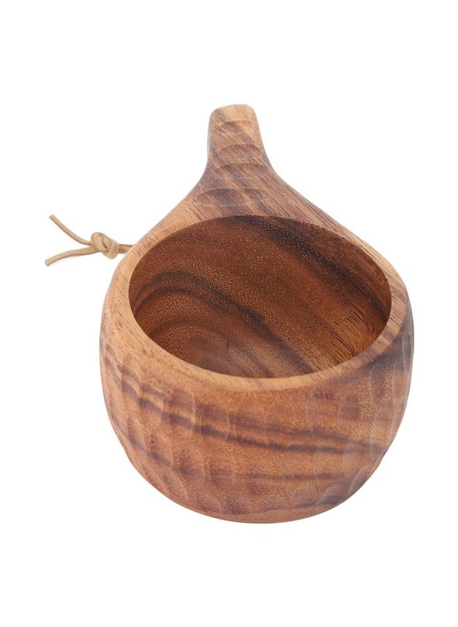220ml Wooden Camping Cup Heat Insulation Finely Polished Coffee Mug with Handle for Outdoor Hiking Double Hole Tortoise Shell