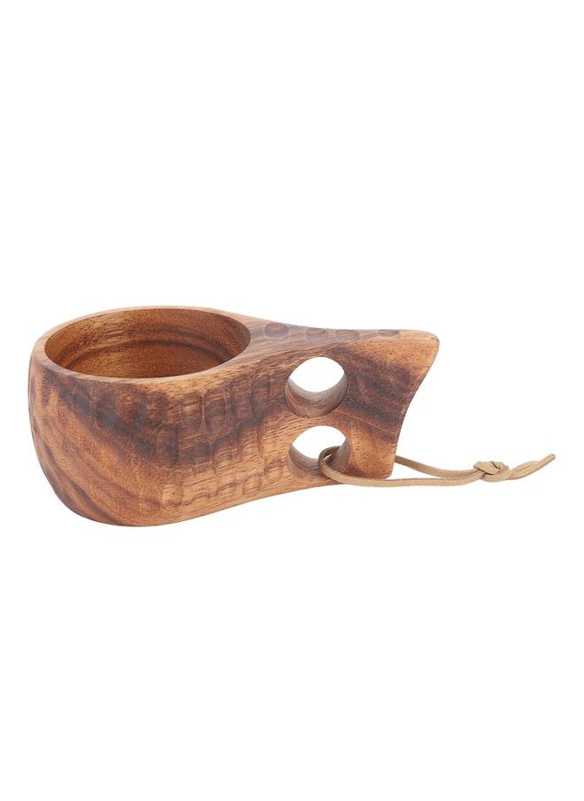 220ml Wooden Camping Cup Heat Insulation Finely Polished Coffee Mug with Handle for Outdoor Hiking Double Hole Tortoise Shell