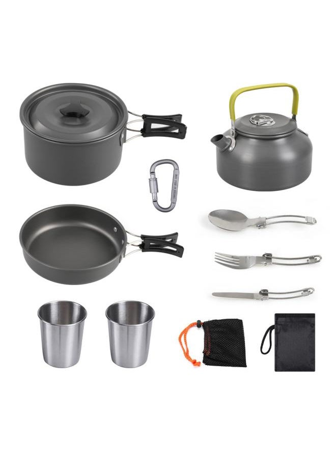 Outdoor Camping Ds-308 Sets Of Pot Teapot Tableware Stainless Steel Cup Set Combination Portable Picnic Cookware Suit