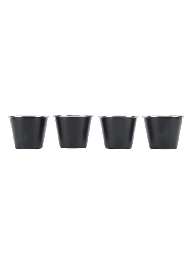 4Pcs Small Metal Cups 304 Stainless Steel Stackable Shatterproof Metal Drinking Glasses with Mesh Bag for Camping Picnic