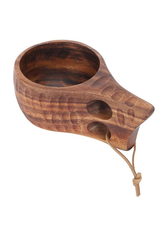 Wooden Cup Drinking Mug Nordic Style Natural Wood 2 Lanyard Hole Grooved Pattern Drinking Cup for Camping Hiking