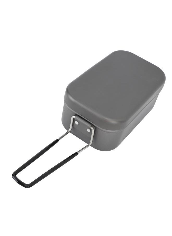Camping Aluminum Lunch Box with Foldable Handle Lightweight High Temperature Resistance Sealed Portable Lunch Box for Climbing Hard Aluminum