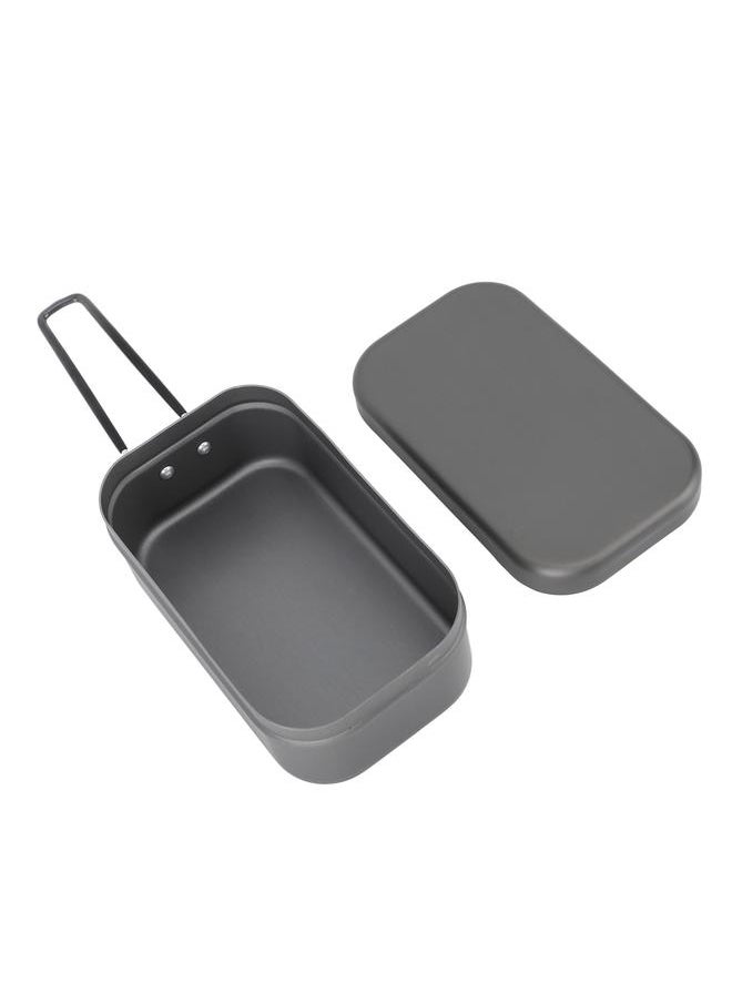 Camping Aluminum Lunch Box with Foldable Handle Lightweight High Temperature Resistance Sealed Portable Lunch Box for Climbing Hard Aluminum