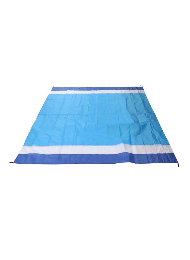 Portable Picnic Mat Waterproof Foldable Fashion Oversized Sand Prevention Beach Mat for Travel Camping Blue White Stripes and Medium Blue