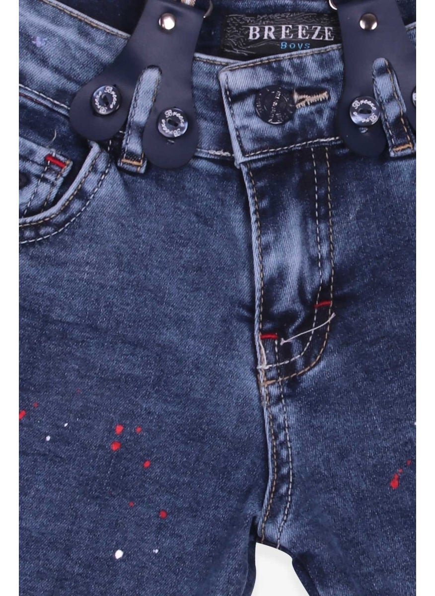 Boys Denim Shorts Hanging Paint Pattern Blue (6-12 Ages)