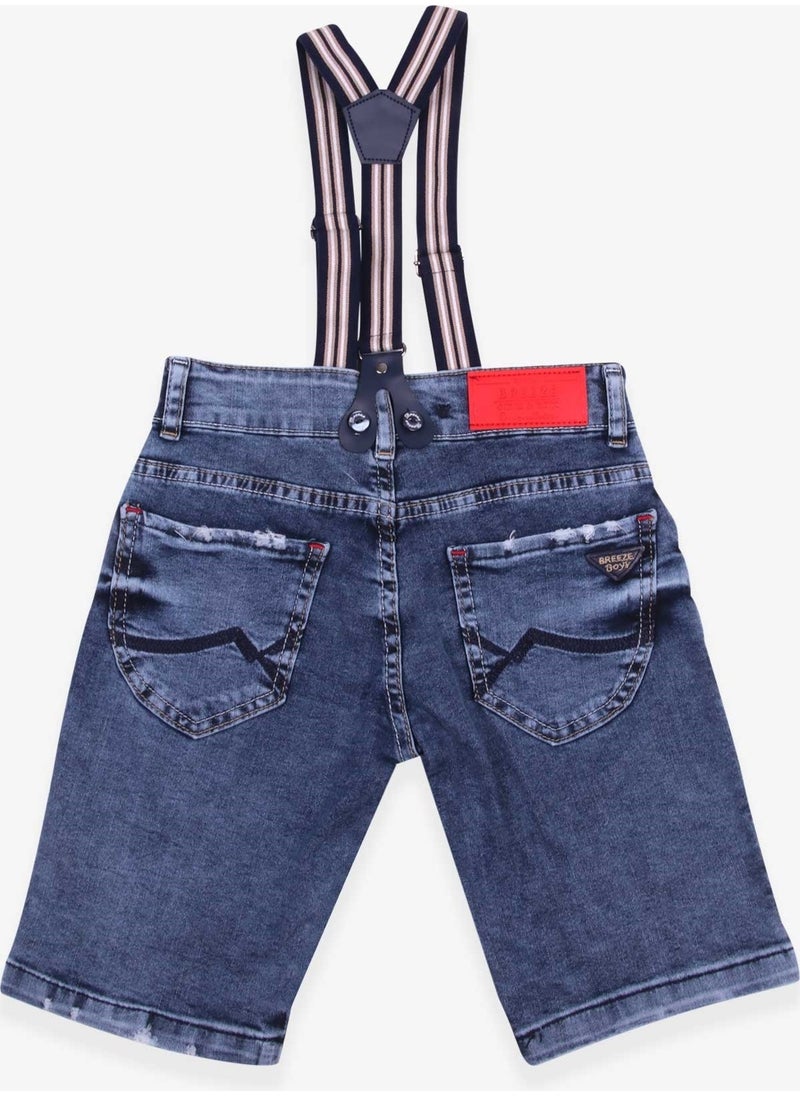 Boys Denim Shorts Hanging Paint Pattern Blue (6-12 Ages)