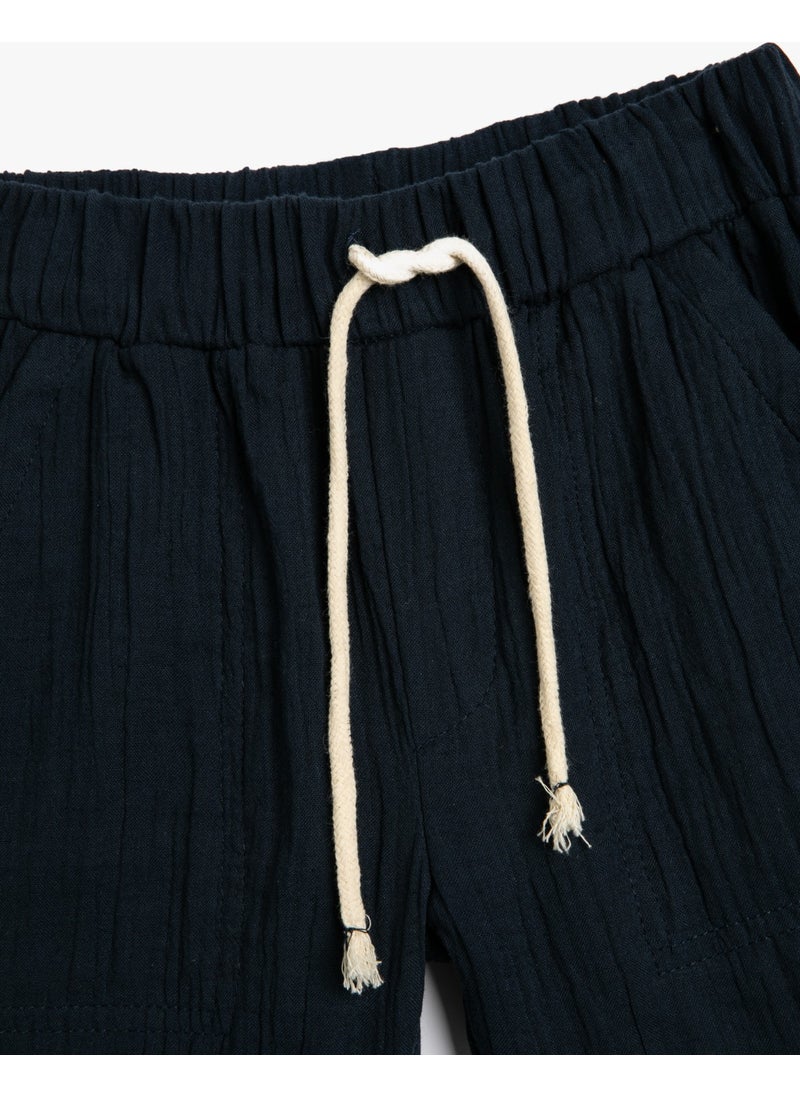 Cotton Muslin Fabric with Pockets and Elastic Waist