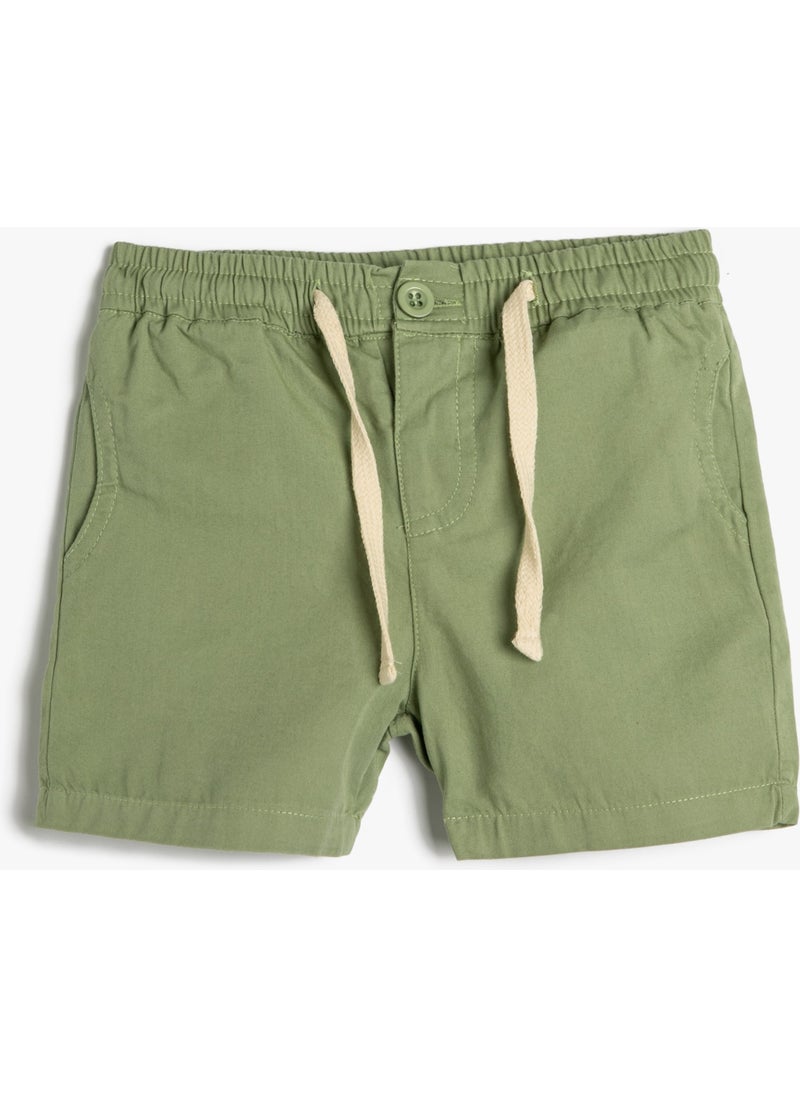Cotton Shorts Tie Waist Pocket Cotton