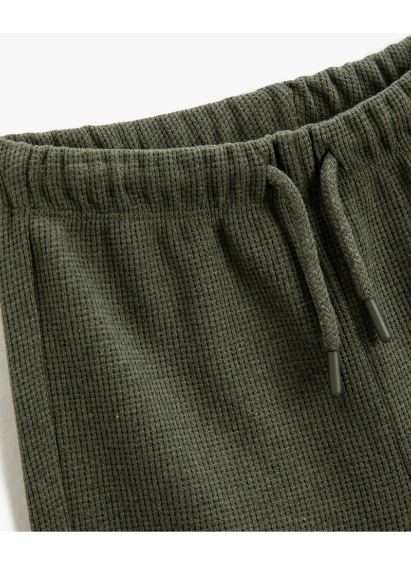 Cotton Tied Waist Basic Shorts Textured