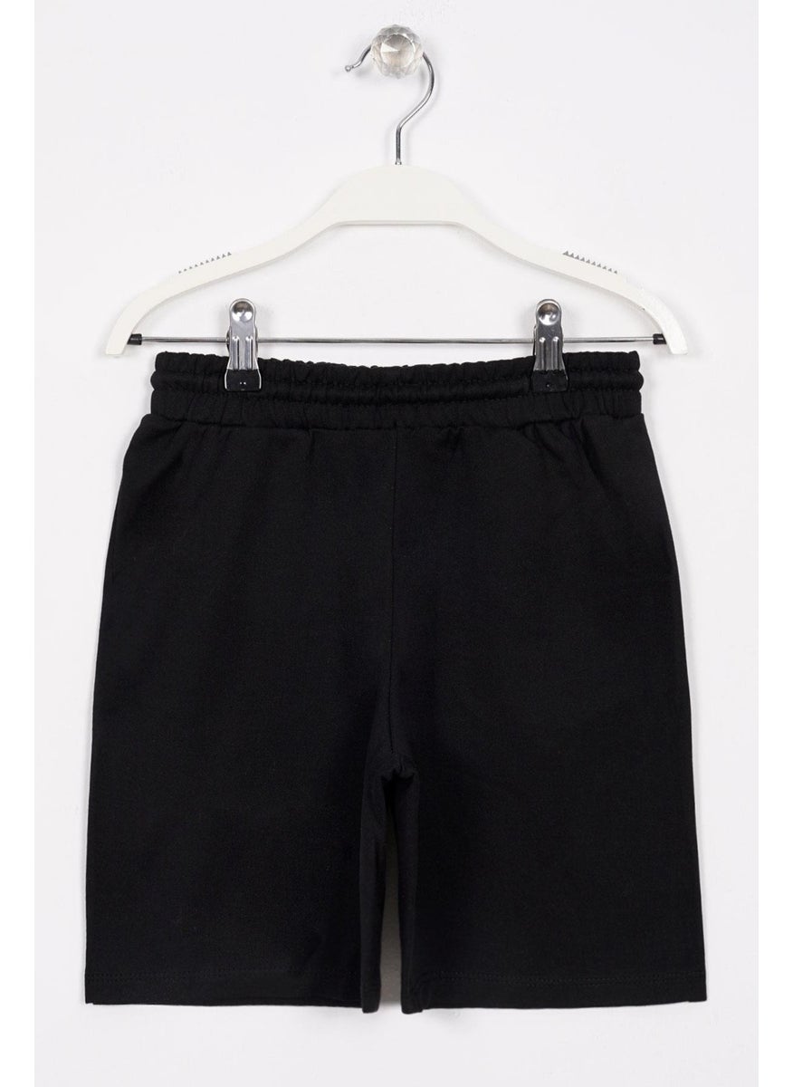 Black Color Boy's Capri with Text Print