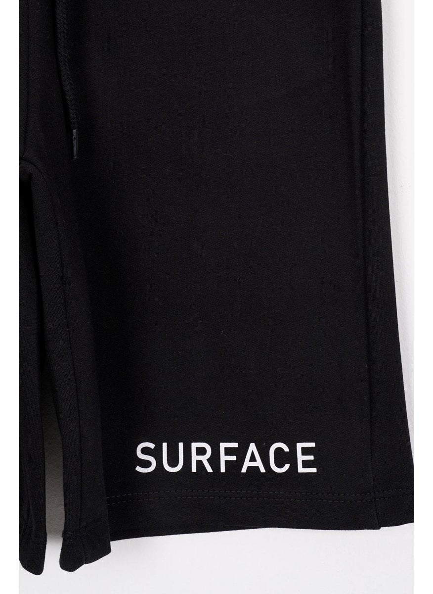 Black Color Boy's Capri with Text Print