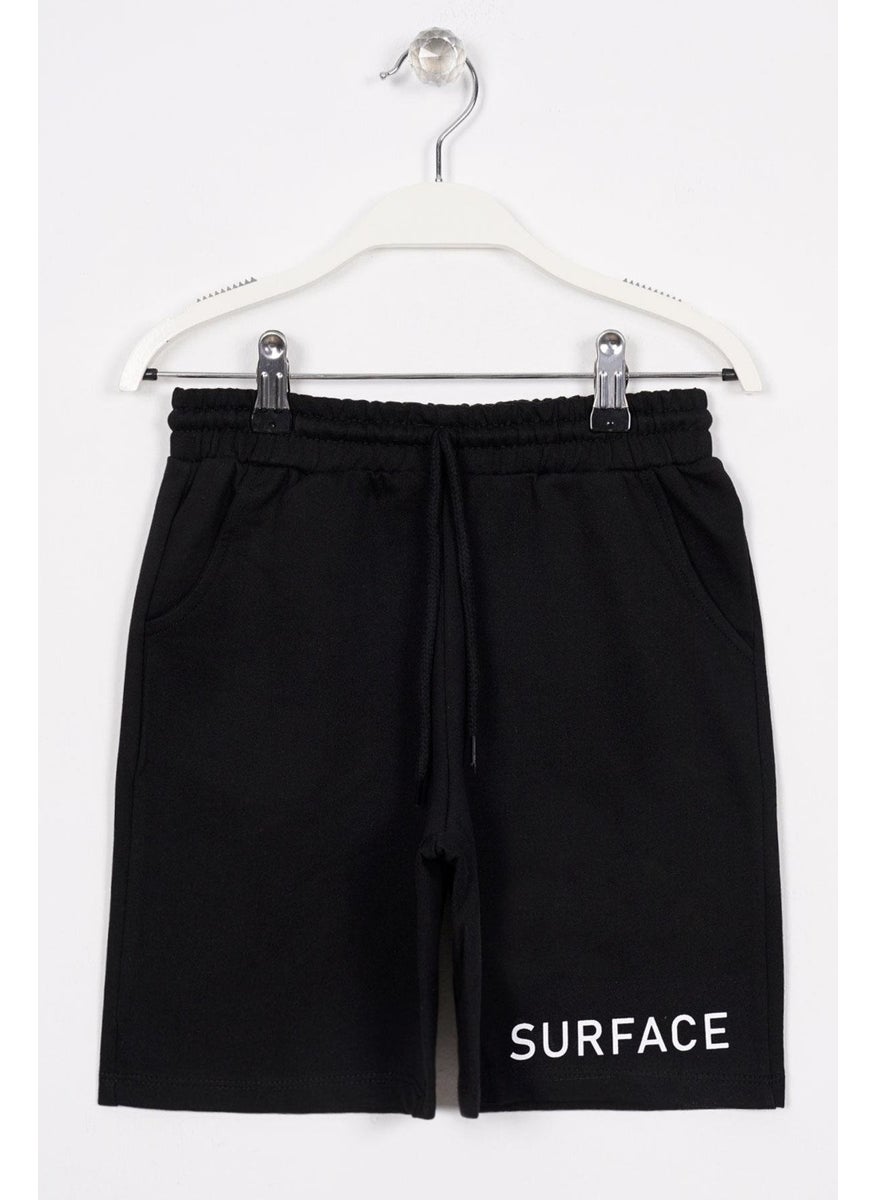 Black Color Boy's Capri with Text Print