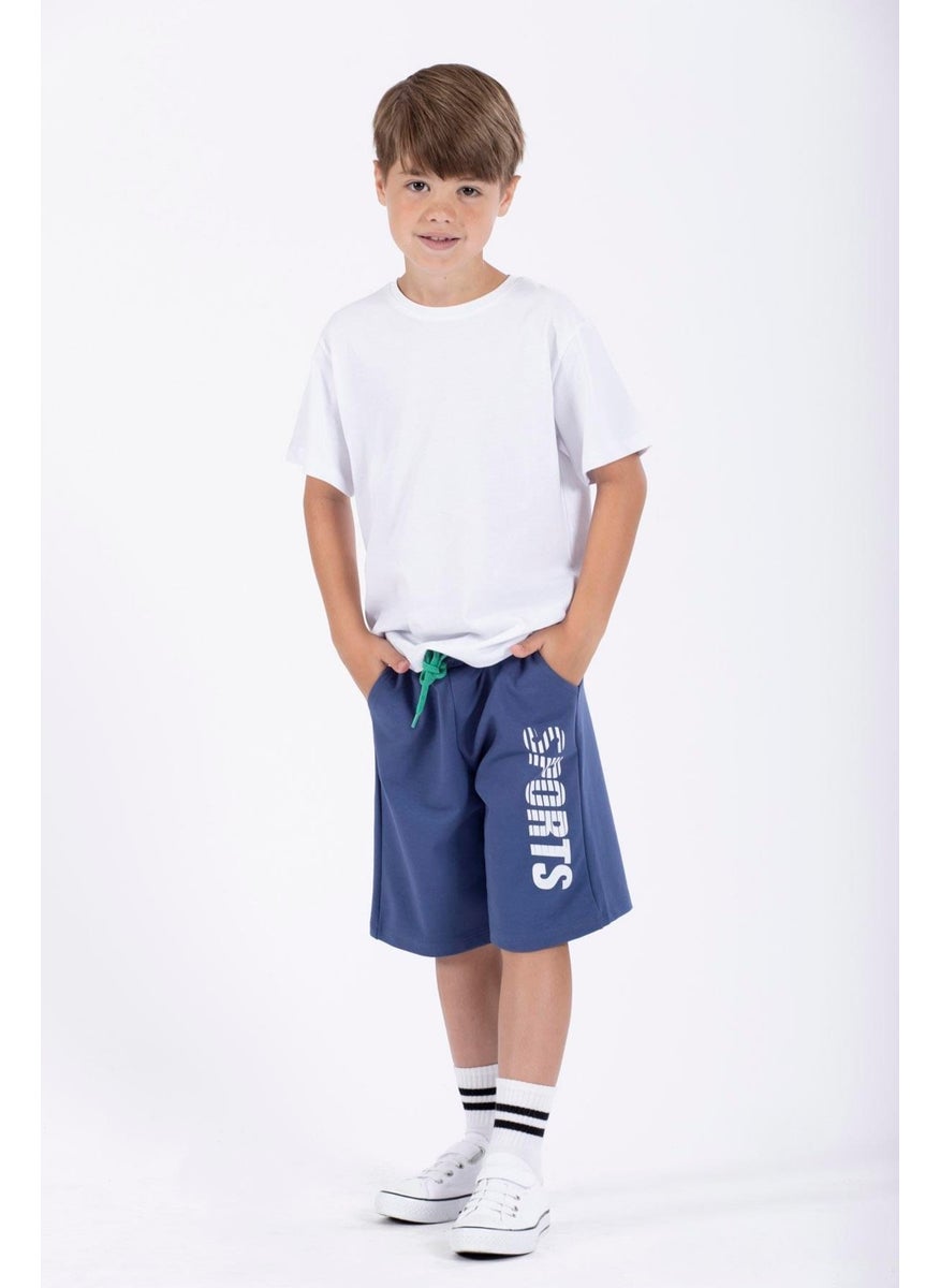 Sports Printed Indigo Color Boy's Capri