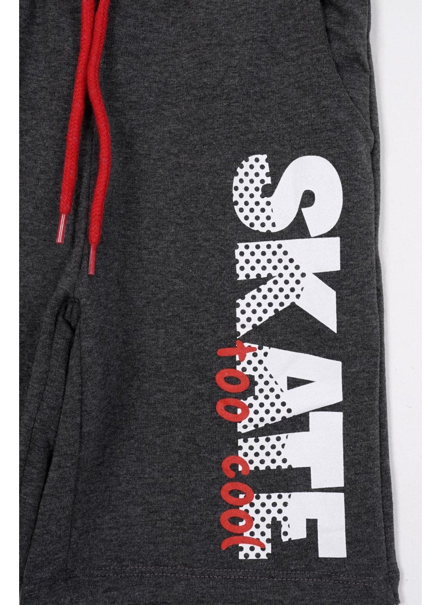 Skate Printed Anthracite Color Boy's Capri